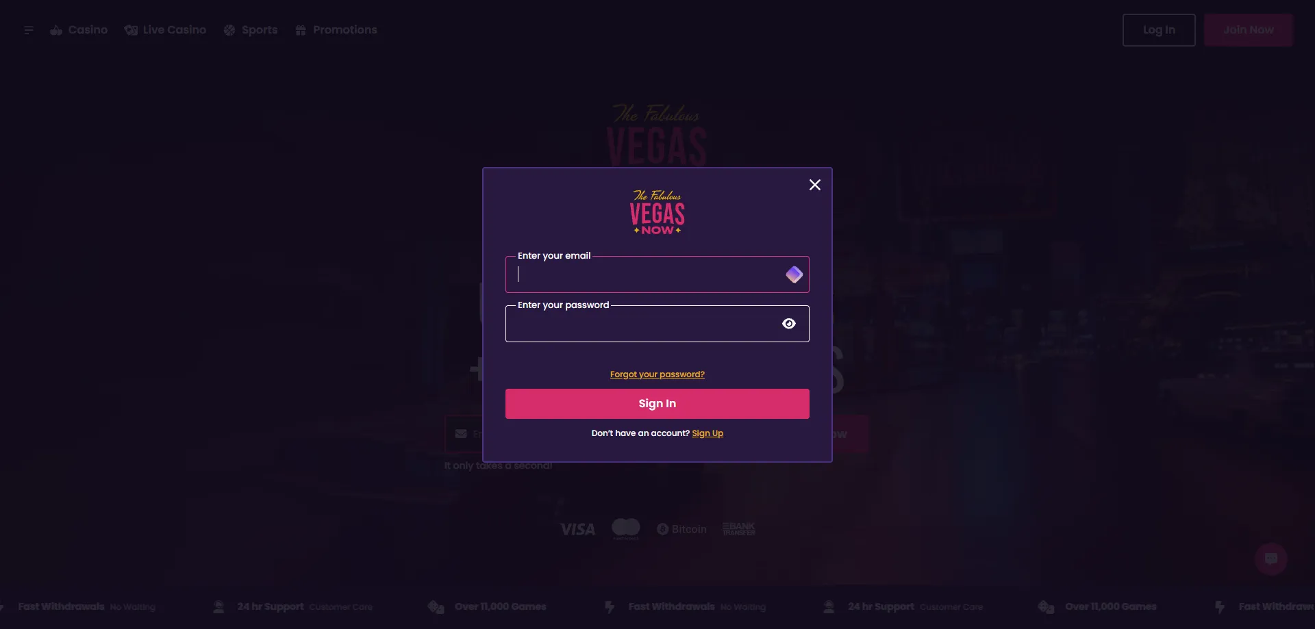 Einzahlung im Vegas Now Casino Konto vornehmen